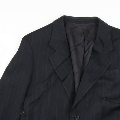 monarch Mens Blue Striped  Jacket Suit Jacket Size 34