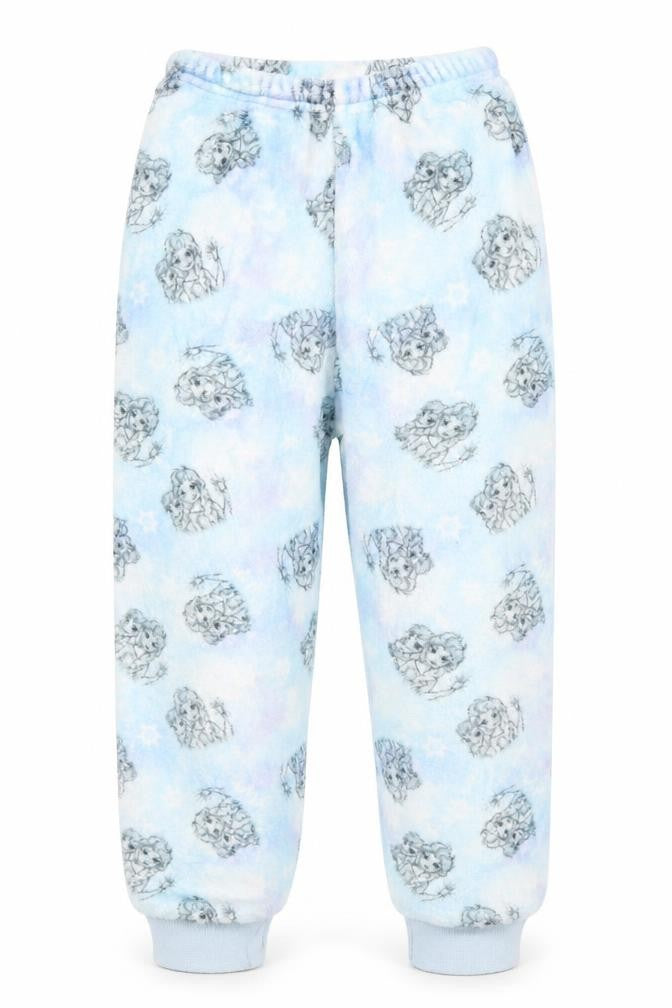 Front view of Disney girls’ beige geometric pyjama pants, size 9-10, years - disney