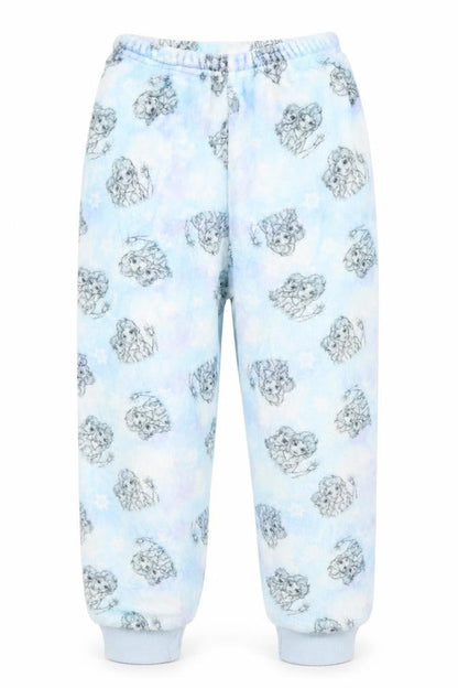 Front view of Disney girls’ beige geometric pyjama pants, size 9-10, years - disney