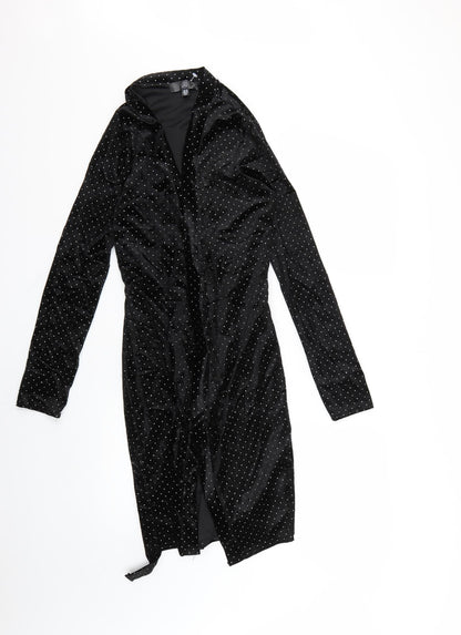 Missguided Womens Black Polka Dot  Wrap Dress  Size 10