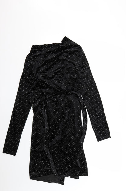 Missguided Womens Black Polka Dot  Wrap Dress  Size 10