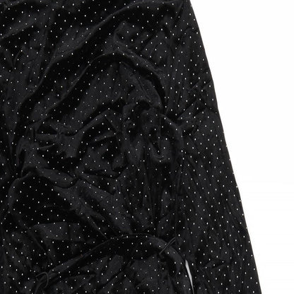 Missguided Womens Black Polka Dot  Wrap Dress  Size 10