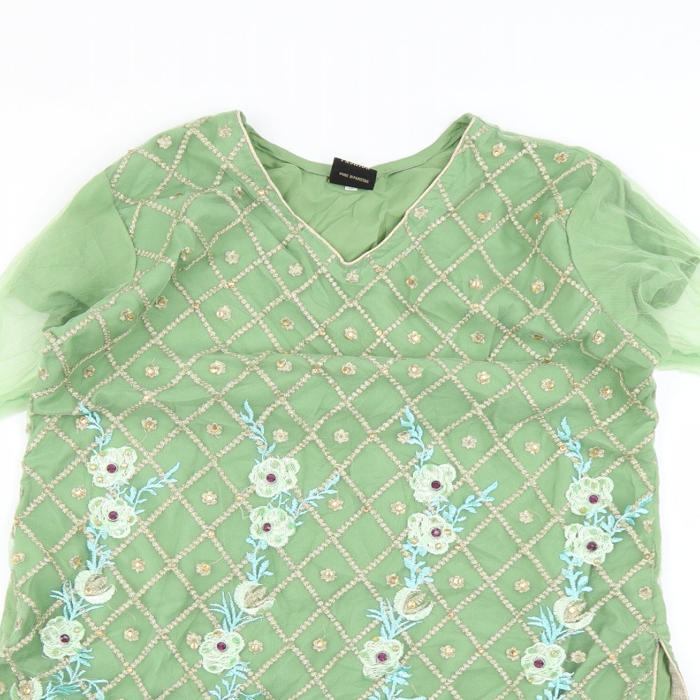 colours fashion Womens Green Geometric  Bodycon  Size L