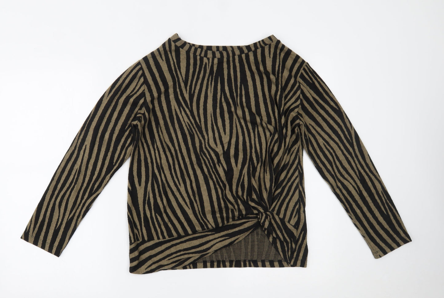 F&F Womens Black Animal Print  Basic Blouse Size 12