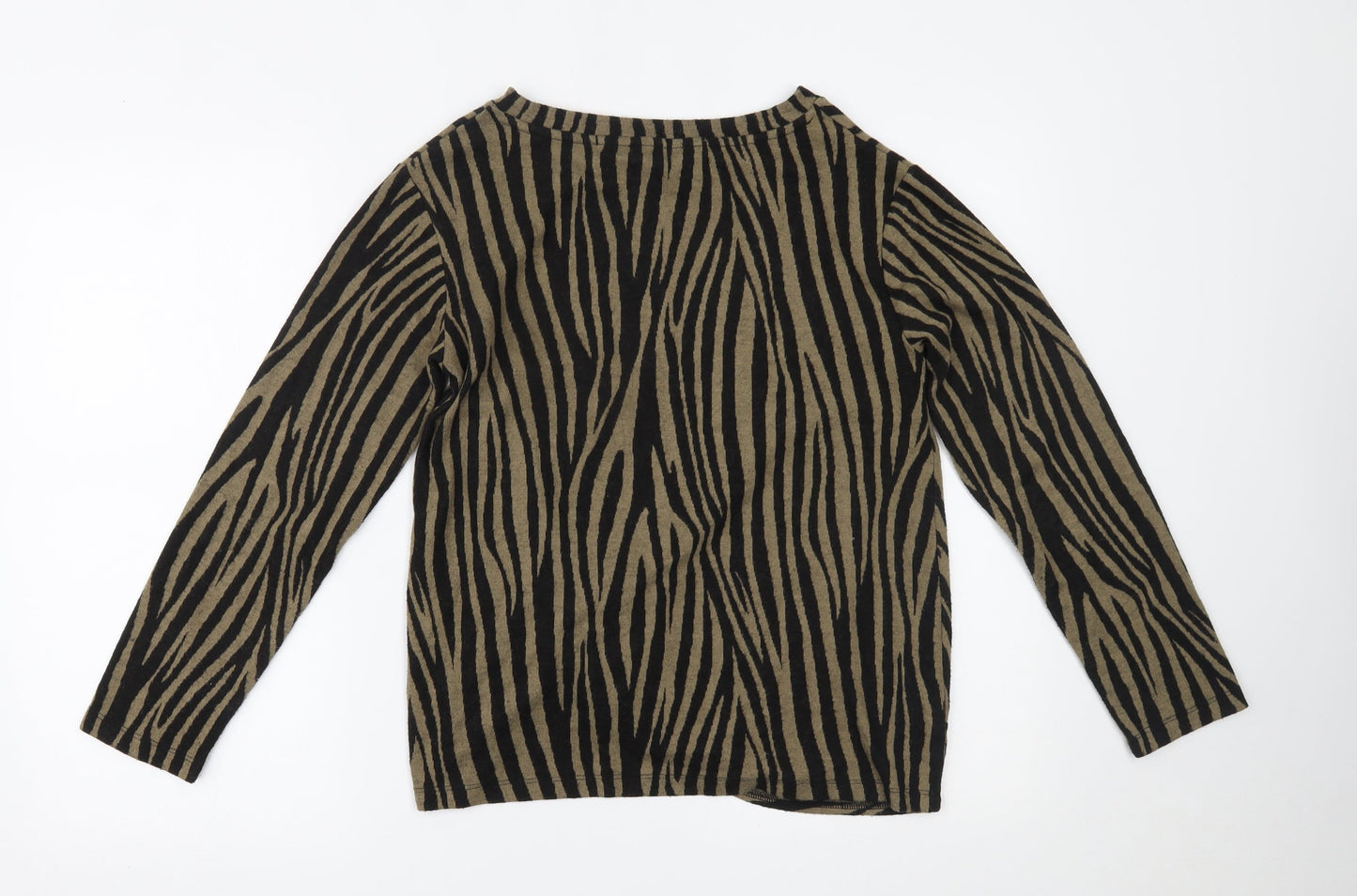 F&F Womens Black Animal Print  Basic Blouse Size 12