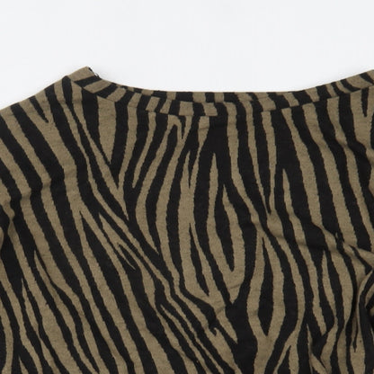 F&F Womens Black Animal Print  Basic Blouse Size 12