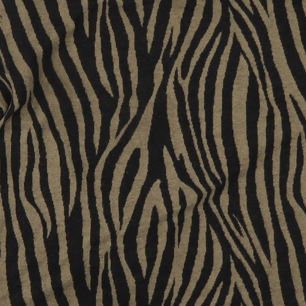 F&F Womens Black Animal Print  Basic Blouse Size 12