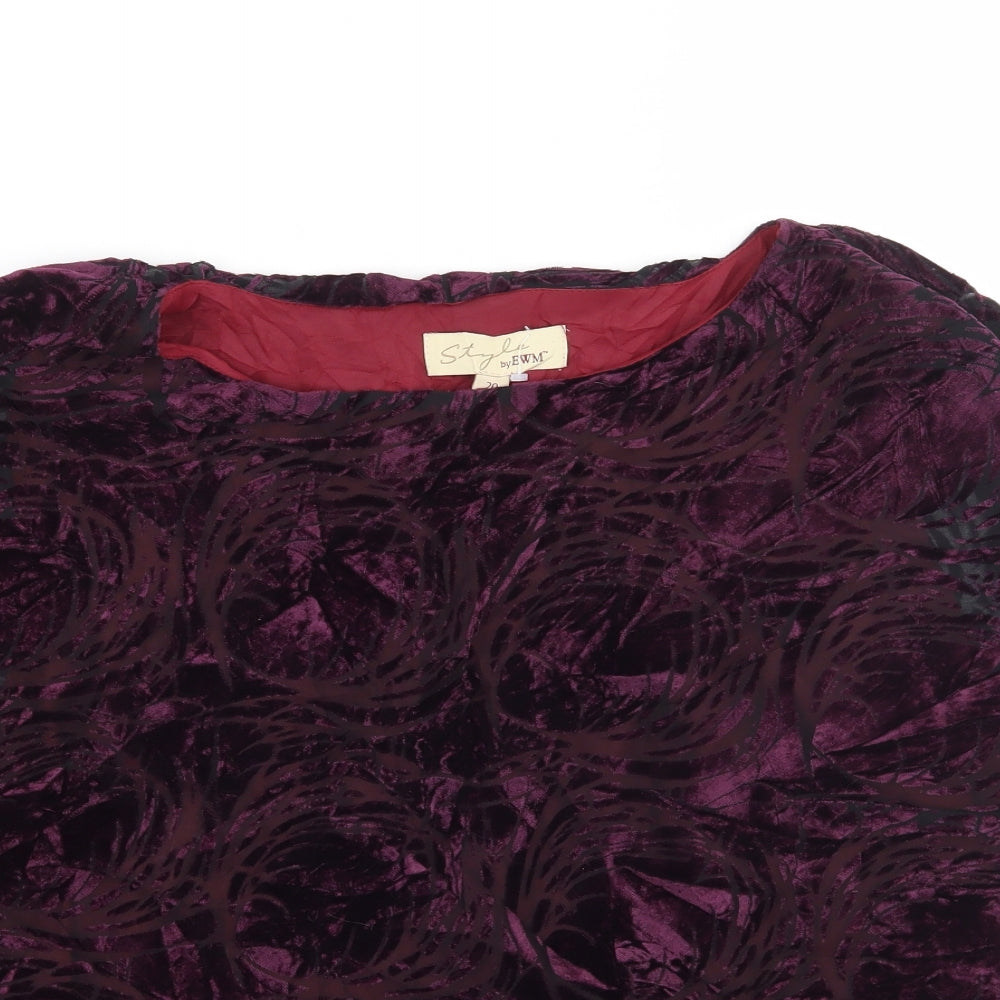 EWM Womens Purple Floral  Basic Blouse Size 20