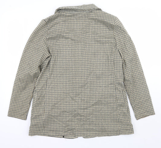 H&M Womens Beige Check  Jacket Suit Jacket Size 12