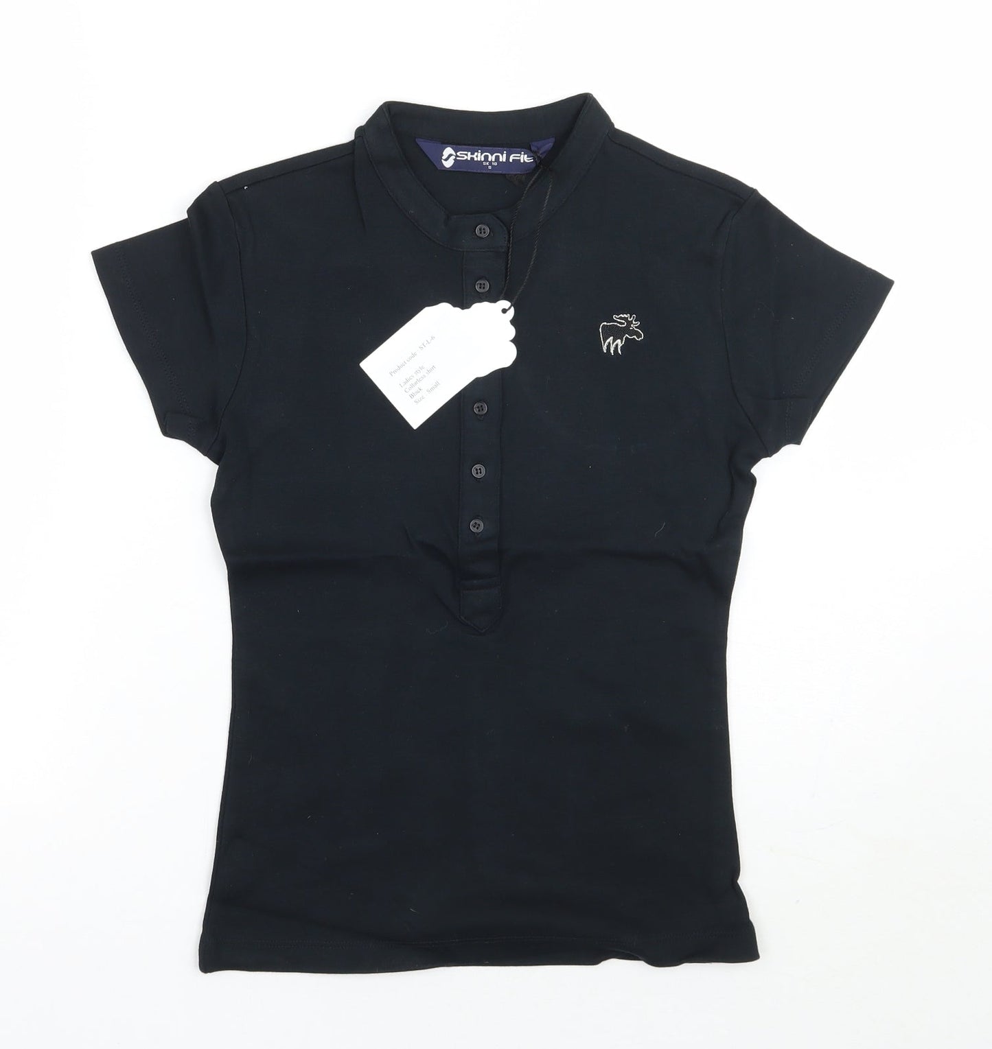 Womens UK Size S Moose Black Basic Polo