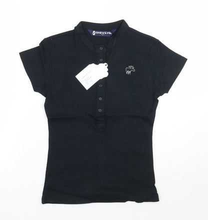 Womens UK Size S Moose Black Basic Polo