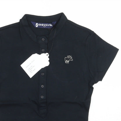 Womens UK Size S Moose Black Basic Polo