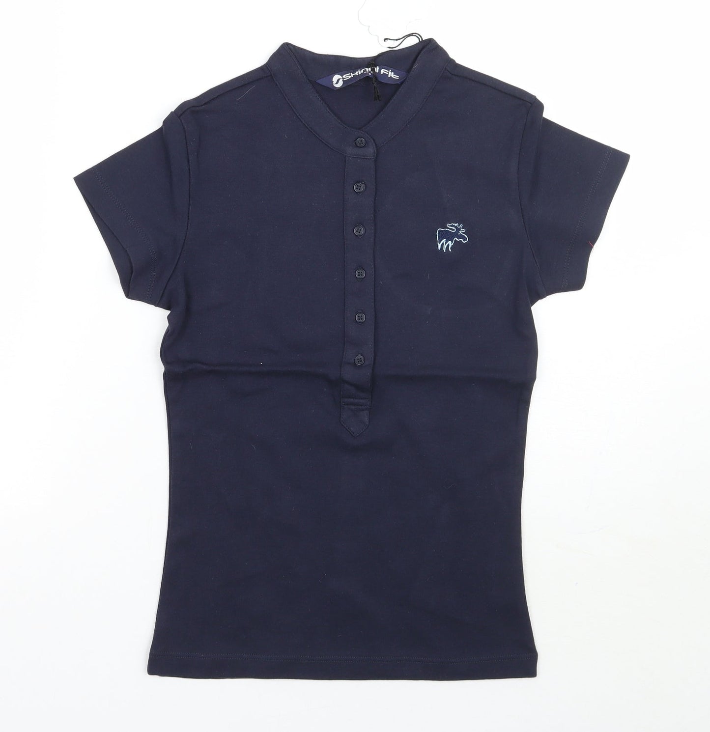 Womens UK Size S Moose Blue Basic T-Shirt