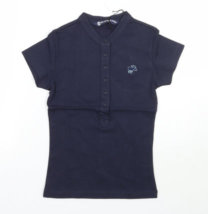 Womens UK Size S Moose Blue Basic T-Shirt