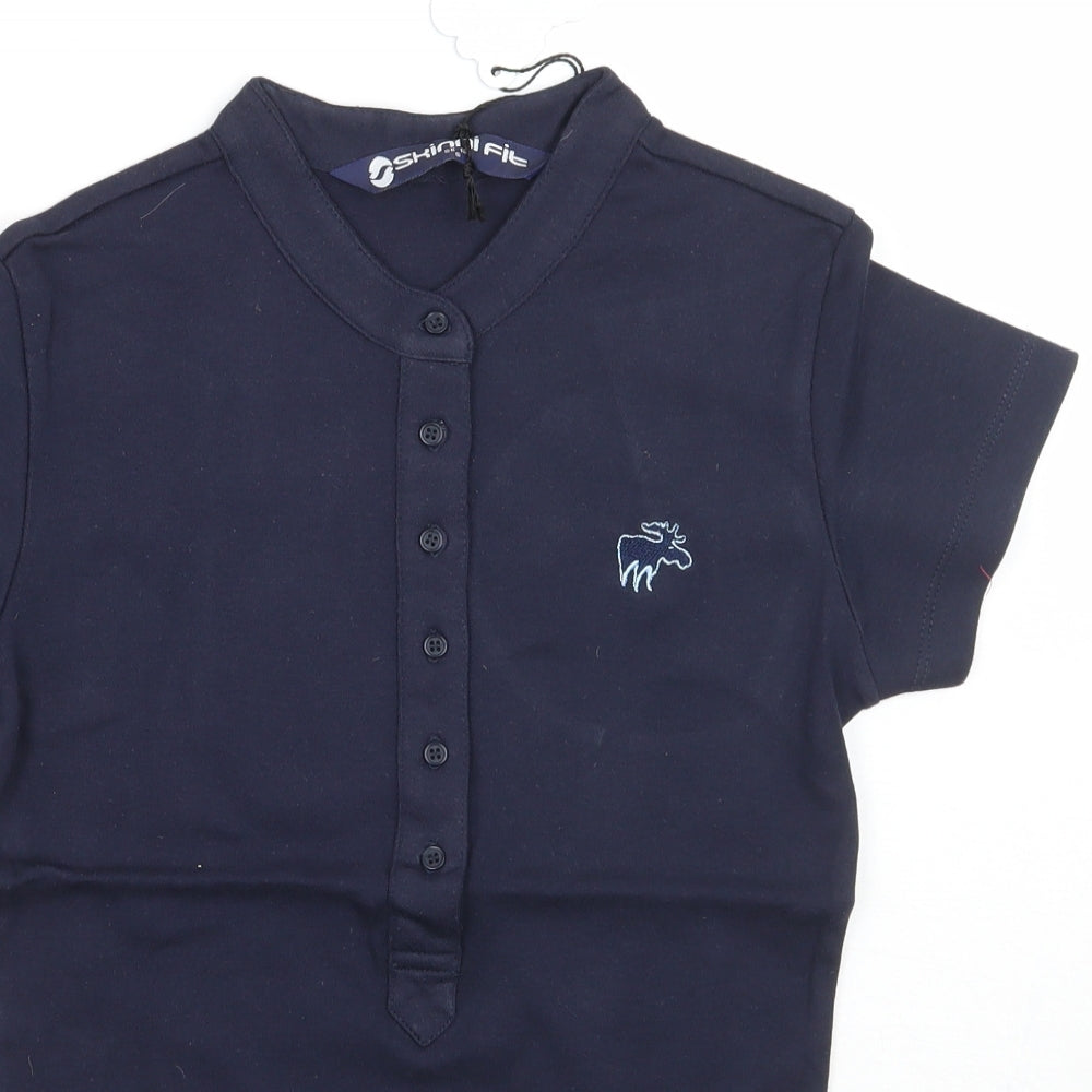 Womens UK Size S Moose Blue Basic T-Shirt