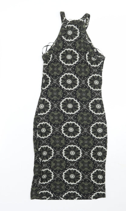 Miss Selfridge Womens Green Paisley  A-Line  Size 6