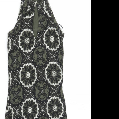 Miss Selfridge Womens Green Paisley  A-Line  Size 6