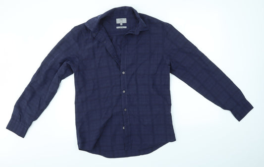 Mens UK Size S M&S Blue  Button-Up Long Sleeve Casual Shirt