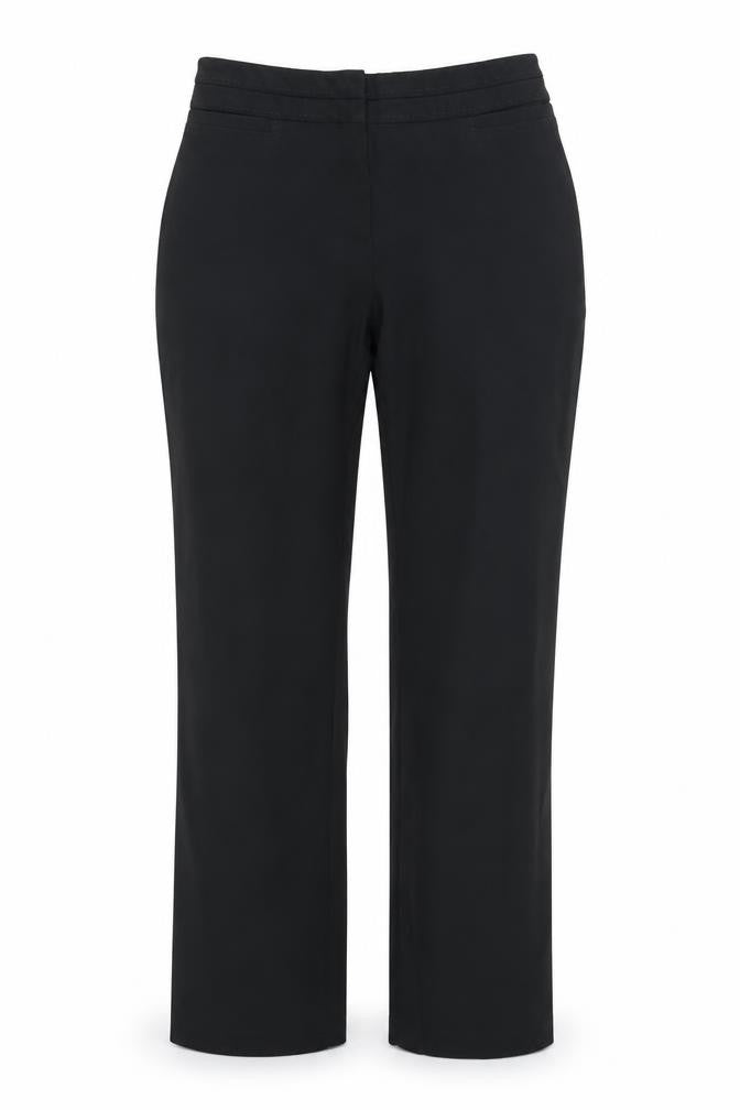 Front view of Marks & Spencer women’s black dress pants trousers, size UK 10, 25-inch leg