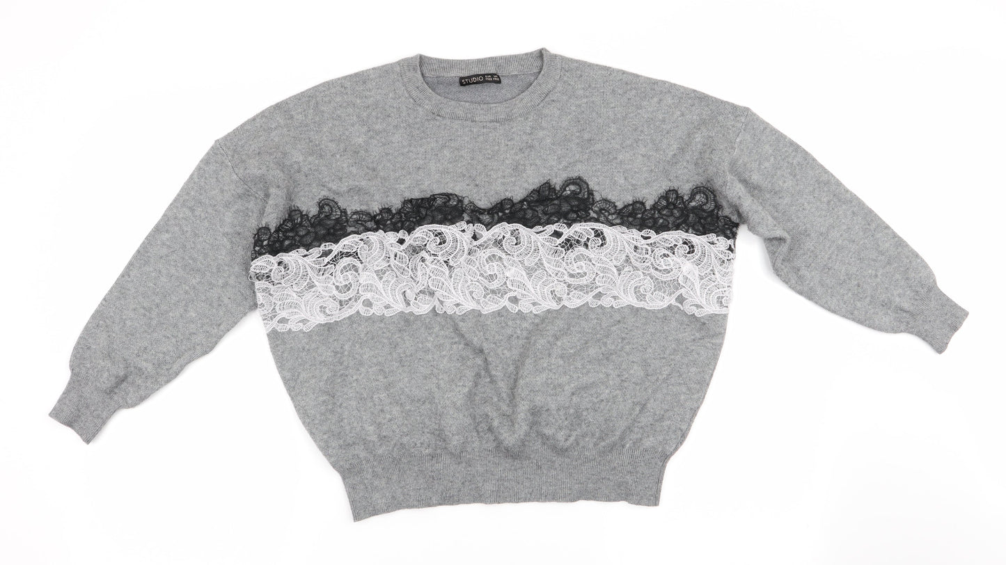 Womens UK Size  Studio Grey Pullover Jumper