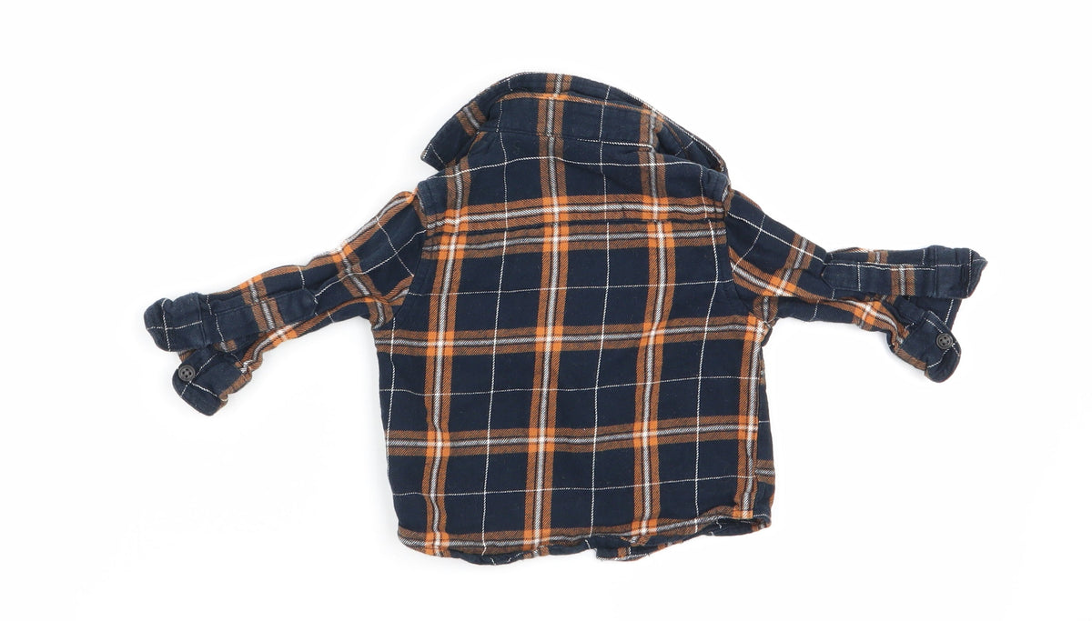 Mini Rebel Boys Blue Check  Basic Button-Up Size 3-6 Months