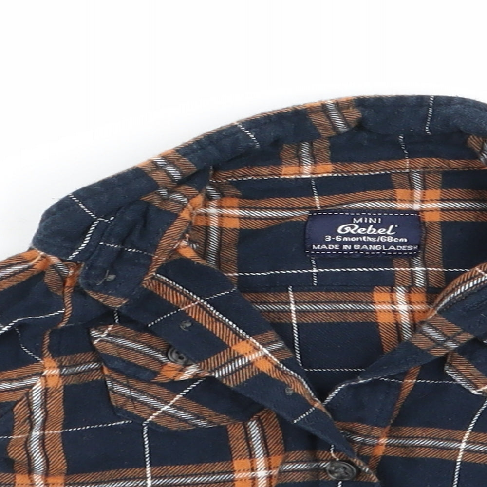 Mini Rebel Boys Blue Check  Basic Button-Up Size 3-6 Months