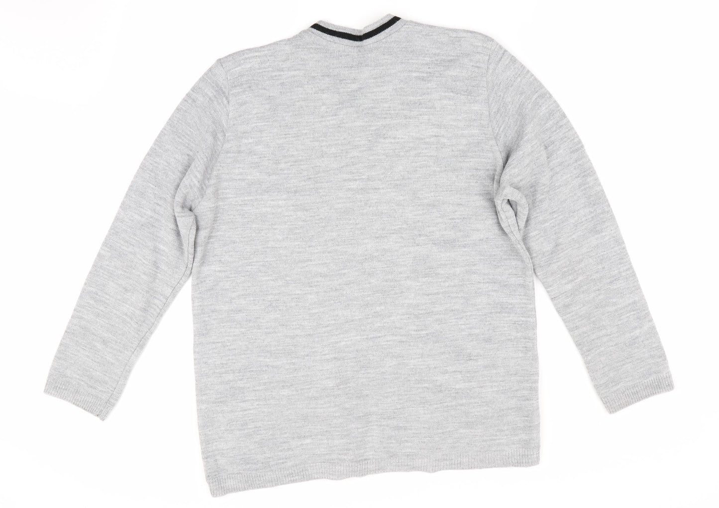 Classic Womens Grey Striped  Pullover Jumper Size L