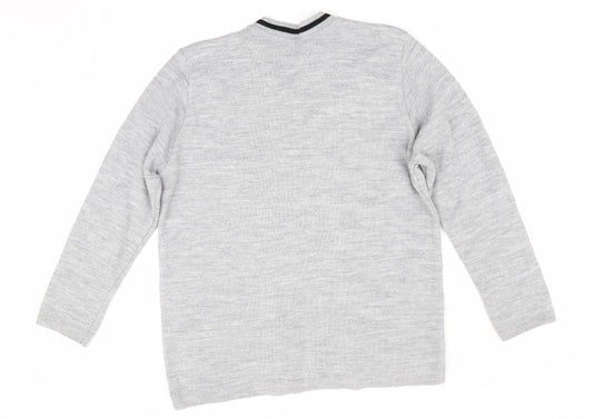 Classic Womens Grey Striped  Pullover Jumper Size L