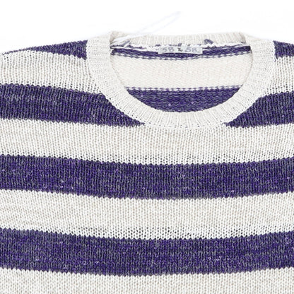 TU Womens Blue Striped  Pullover Jumper Size 10  - Sequins all over