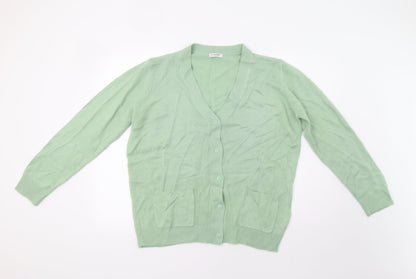 Womens UK Size M Damart Green Cardigan Jumper