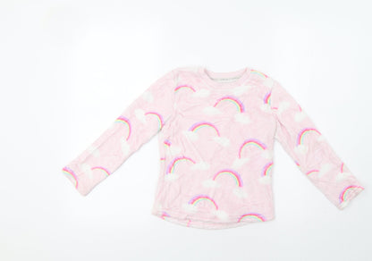F&F Girls Pink Pinstripe  Top Pyjama Top Size 6-7 Years  - Rainbow