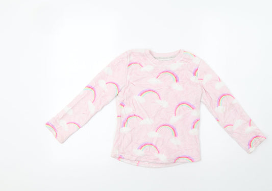 F&F Girls Pink Pinstripe  Top Pyjama Top Size 6-7 Years  - Rainbow