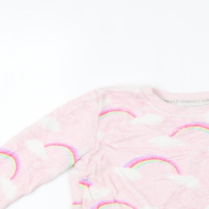 F&F Girls Pink Pinstripe  Top Pyjama Top Size 6-7 Years  - Rainbow