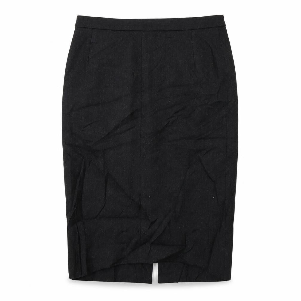 Front view of Samuel Brothers women’s grey striped straight & pencil skirt, size UK 12