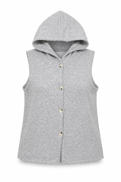 Front view of Preworn women’s grey vest jumper, size M