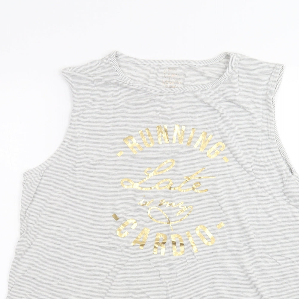 F&F Womens White Striped  Basic T-Shirt Size M