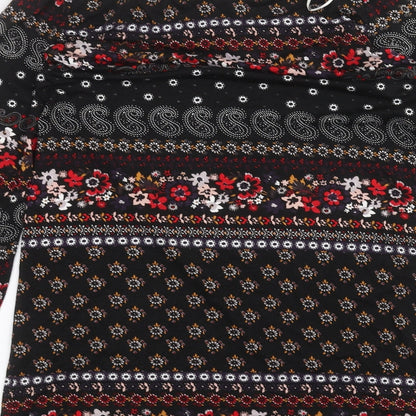George Womens Black Floral  Basic Blouse Size 8