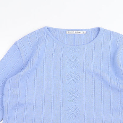 Womens UK Size 12 Emreco Blue Pullover Jumper