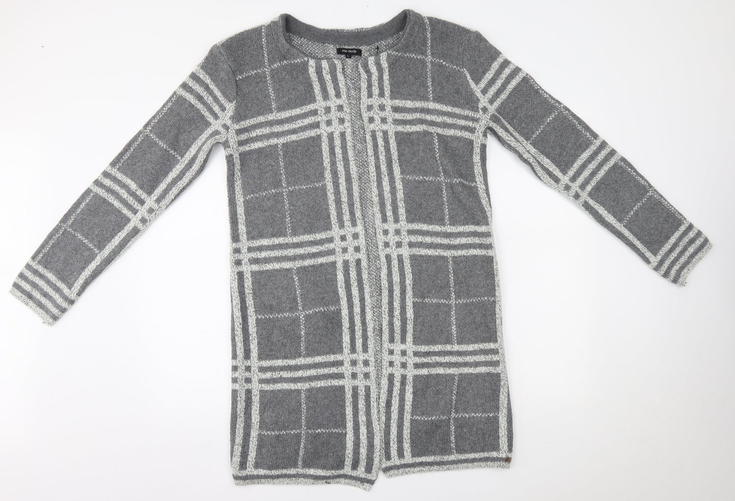 Womens UK Size L Mia Moda Grey Cardigan Jumper