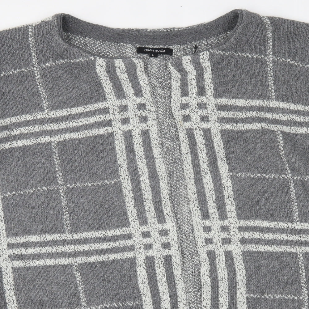 Womens UK Size L Mia Moda Grey Cardigan Jumper