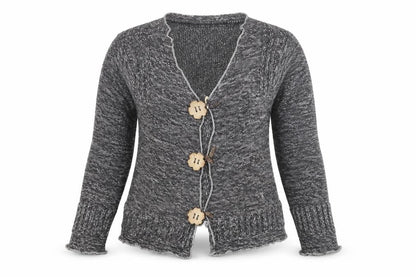 Front view of jasmine women’s grey cardigan jumper one size
