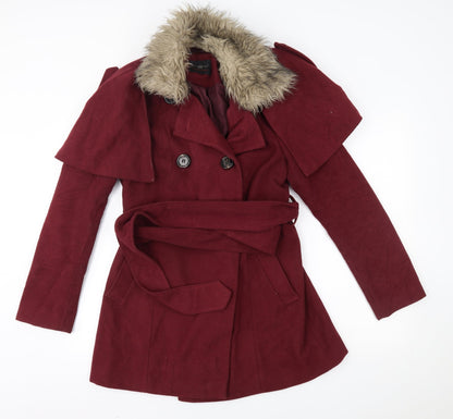 New Look Womens Red   Overcoat Coat Size 12