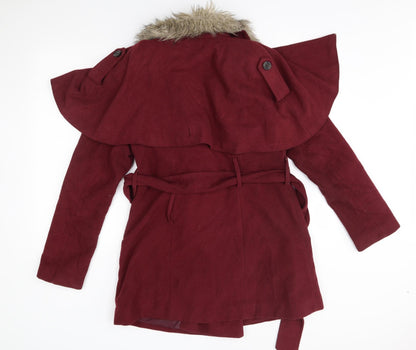 New Look Womens Red   Overcoat Coat Size 12