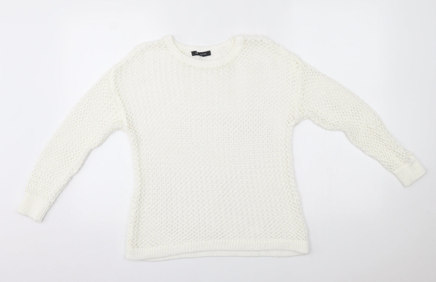 Womens UK Size S Peacocks White Pullover Jumper