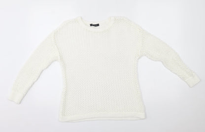 Womens UK Size S Peacocks White Pullover Jumper