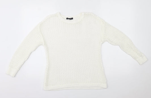 Womens UK Size S Peacocks White Pullover Jumper