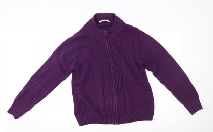Womens UK Size M EWM Purple Full Zip Jumper