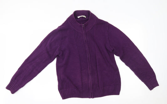 Womens UK Size M EWM Purple Full Zip Jumper