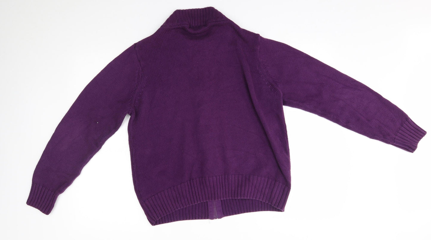 Womens UK Size M EWM Purple Full Zip Jumper