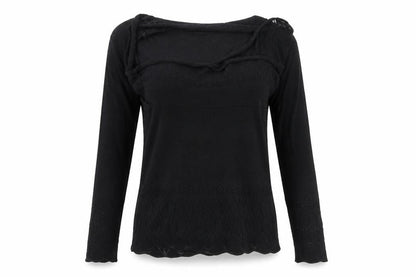 Front view of M&Co women’s black wrap jumper, size M